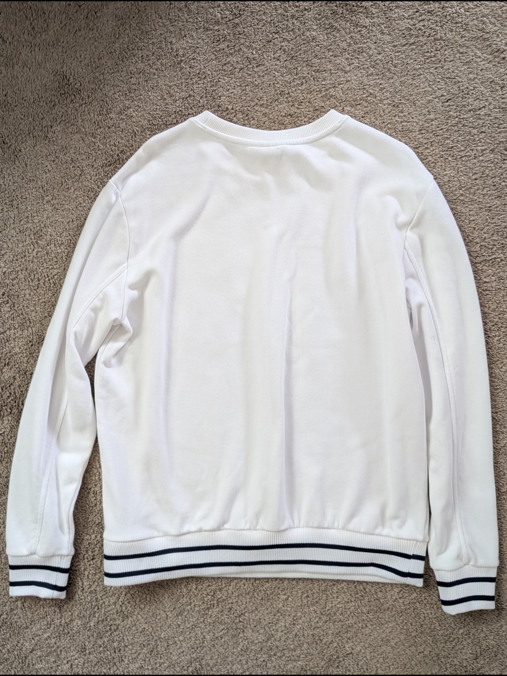 Fila White French Terry Crewneck Sweatshirt with Striped Trim Size XL - Picture 10 of 12